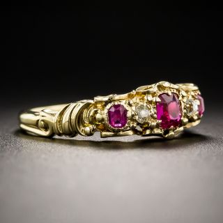 Victorian Ruby Diamond Five-Stone Ring
