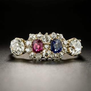 Victorian Ruby, Sapphire and Diamond Ring - 3