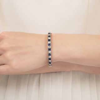 Victorian Sapphire and Diamond Hinged Bangle Bracelet