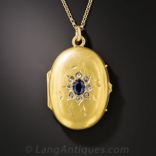 Victorian Sapphire and Diamond Locket Necklace