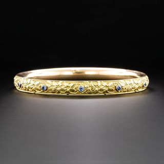 Victorian Sapphire Floral Bangle Bracelet - 2