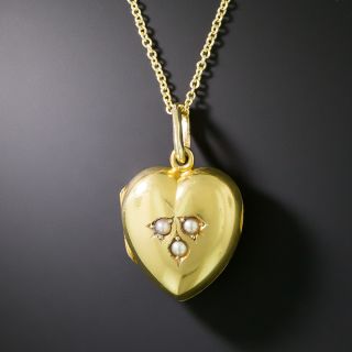 Victorian Seed Pearl Heart-Shaped Locket - 4