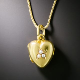 Victorian Seed Pearl Heart-Shaped Locket - 3