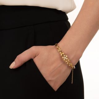 Victorian Seed Pearl Hinged Bangle Bracelet