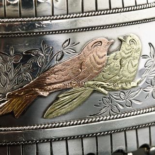 Victorian Silver and Gold Lovebirds Bangle