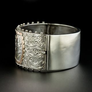 Victorian Silver and Gold Overlay Bangle Bracelet