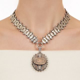 Victorian Silver and Rose Gold Collar and Locket