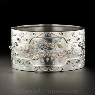 Victorian Silver and Two-Tone Gold Bangle