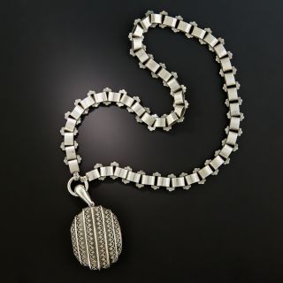 Victorian Silver Locket Necklace
