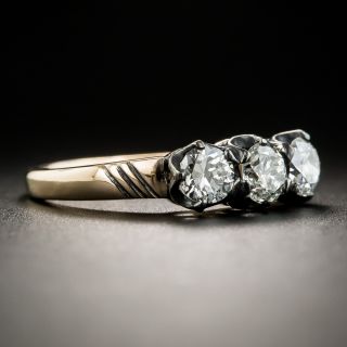 Victorian Silver on Gold Three-Stone Diamond Ring