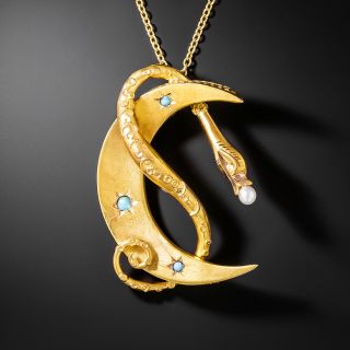  Victorian Snake And Crescent Pendant - 2