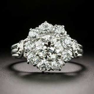 Victorian-Style 1.14 Carat Center Diamond Cluster Ring - GIA  - 3