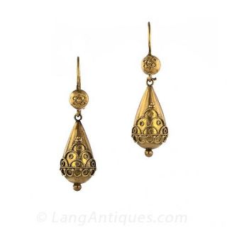 Victorian Style 15 Karat Gold Earrings