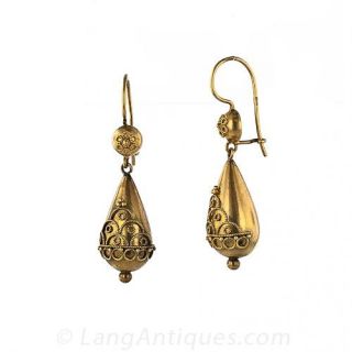 Victorian Style 15 Karat Gold Earrings