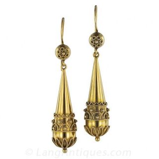 Victorian Style 15K Gold Earrings