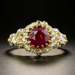 Victorian Style 2.25 Carat Burmese Ruby and Diamond Ring - 4