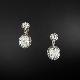 Victorian Style 2.79 Carat Total Weight Diamond Dangle Earrings - 2