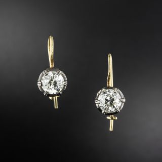Victorian Style 4.15 Carat Diamond Solitaire Earrings - GIA - 2