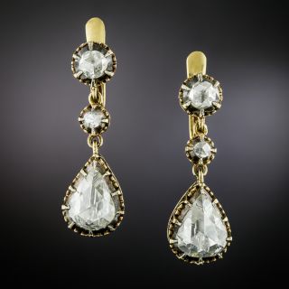 Victorian-Style 5.30 Carat Rose-Cut Diamond Drop Earrings - 1