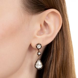 Victorian-Style 5.30 Carat Rose-Cut Diamond Drop Earrings