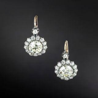 Victorian-Style 6.56 Carat Diamond Drop Earrings - GIA  - 2