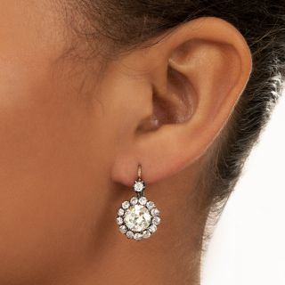 Victorian-Style 6.56 Carat Diamond Drop Earrings - GIA 