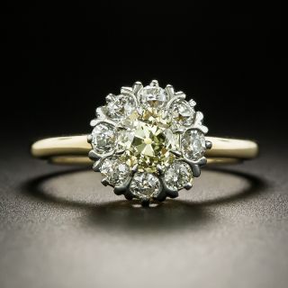 Victorian Style .67 Carat Fancy Light Yellow Diamond Cluster Ring - 6