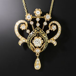 Victorian-Style Diamond and Enamel Necklace - 2