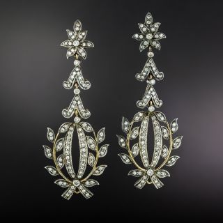 Victorian Style Diamond Drop Earrings - 2
