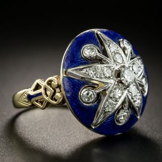 Victorian Style Diamond Enamel Ring by Baskin Brothers