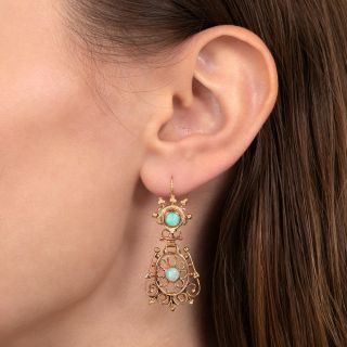 Victorian Style Opal Dangle Earrings 
