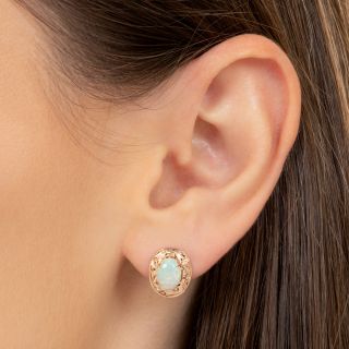 Victorian-Style Opal Engraved Earrings
