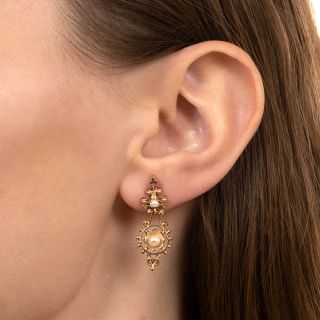 Victorian Style Pearl Dangle Earrings