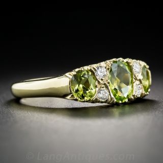 Victorian Style Peridot and Diamond Ring - English