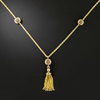 Victorian Tassel And Enameled Station Necklace - 3
