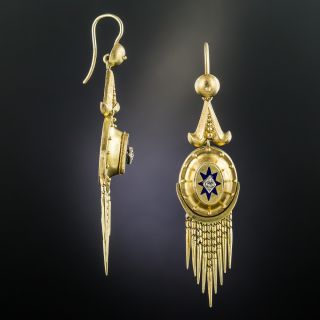 Victorian Tassel Earrings with Diamonds and Enamel