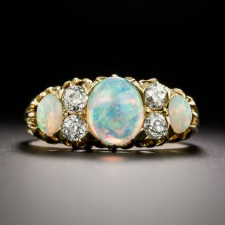 Victorian Three Opal and Diamond Ring  - 2