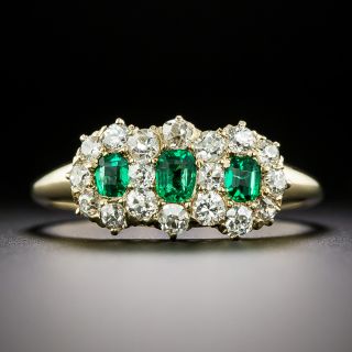 Victorian Three-Stone Emerald and Diamond Ring - 3