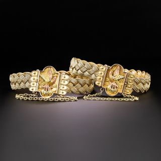 Victorian Tri-Color Gold Woven Bird Bracelets - 2