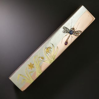 Victorian Tricolor Dragonfly Brooch - 2