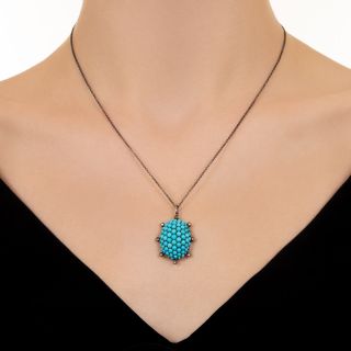 Victorian Turquoise And Diamond Pendant