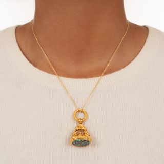 Victorian Turquoise and Gold Fob Necklace