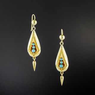 Victorian Turquoise Drop Earrings  - 2