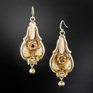 Victorian Two-Tone Garnet Earrings - 2