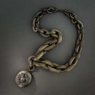 Victorian Vulcanite Locket Necklace - 4