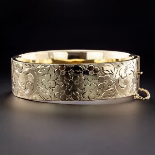 Victorian Wide Engraved Hinged Bangle Bracelet - 1