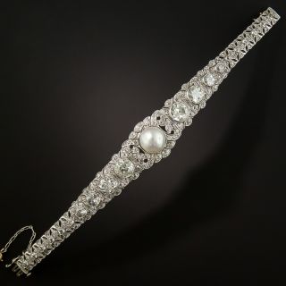 Viennese Natural Button Pearl and Diamond Bracelet c.1923 - 4