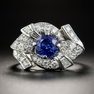 Vintage 1.43 Carat Sapphire and Diamond Platinum Ring