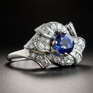 Vintage 1.43 Carat Sapphire and Diamond Platinum Ring
