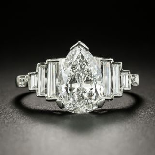 Vintage 1.78 Carat Pear-Shaped Diamond Engagement Ring - GIA E SI1 - 2